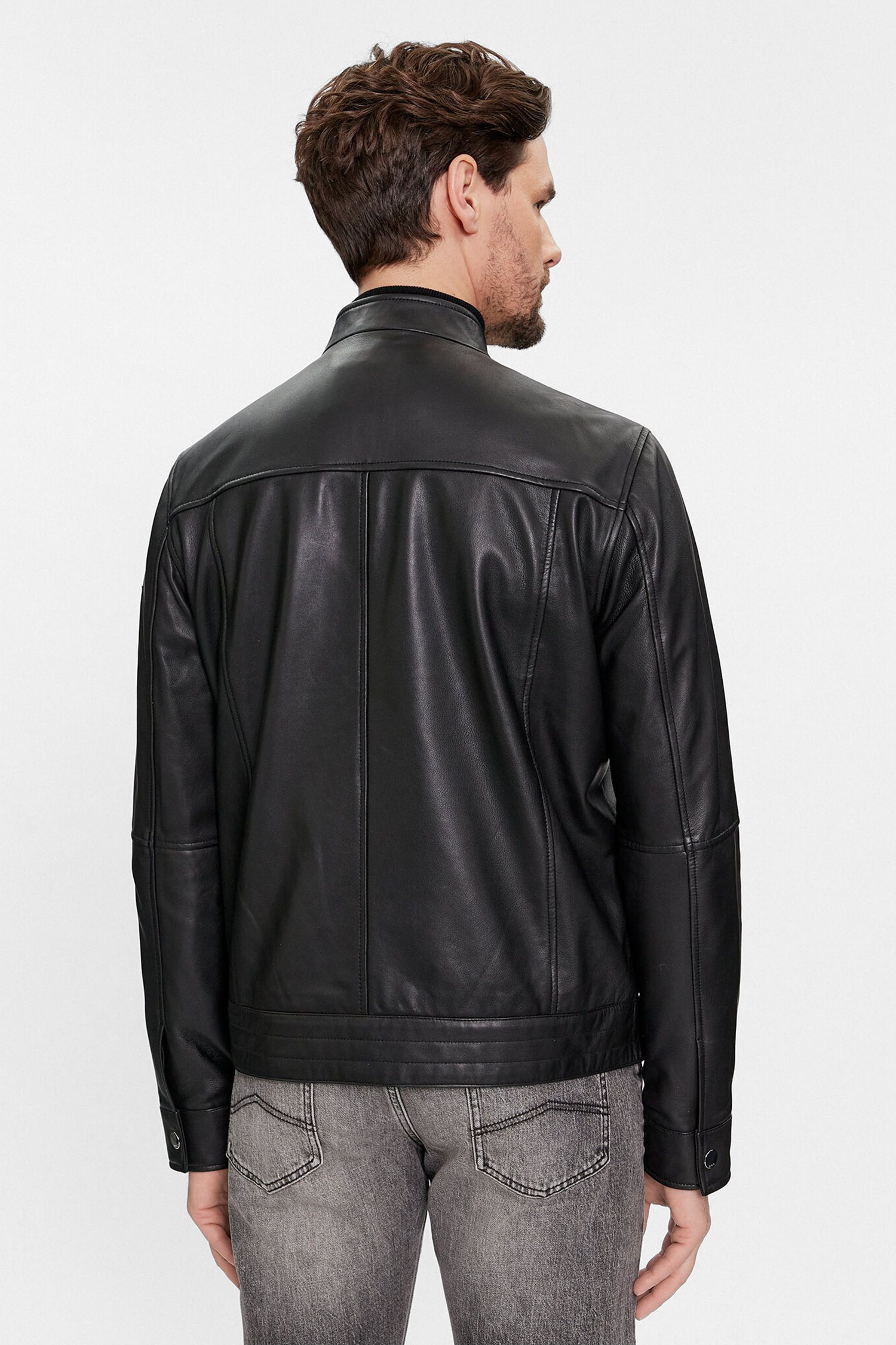 Мужская черная кожаная куртка Karl Lagerfeld 541422.555019;990