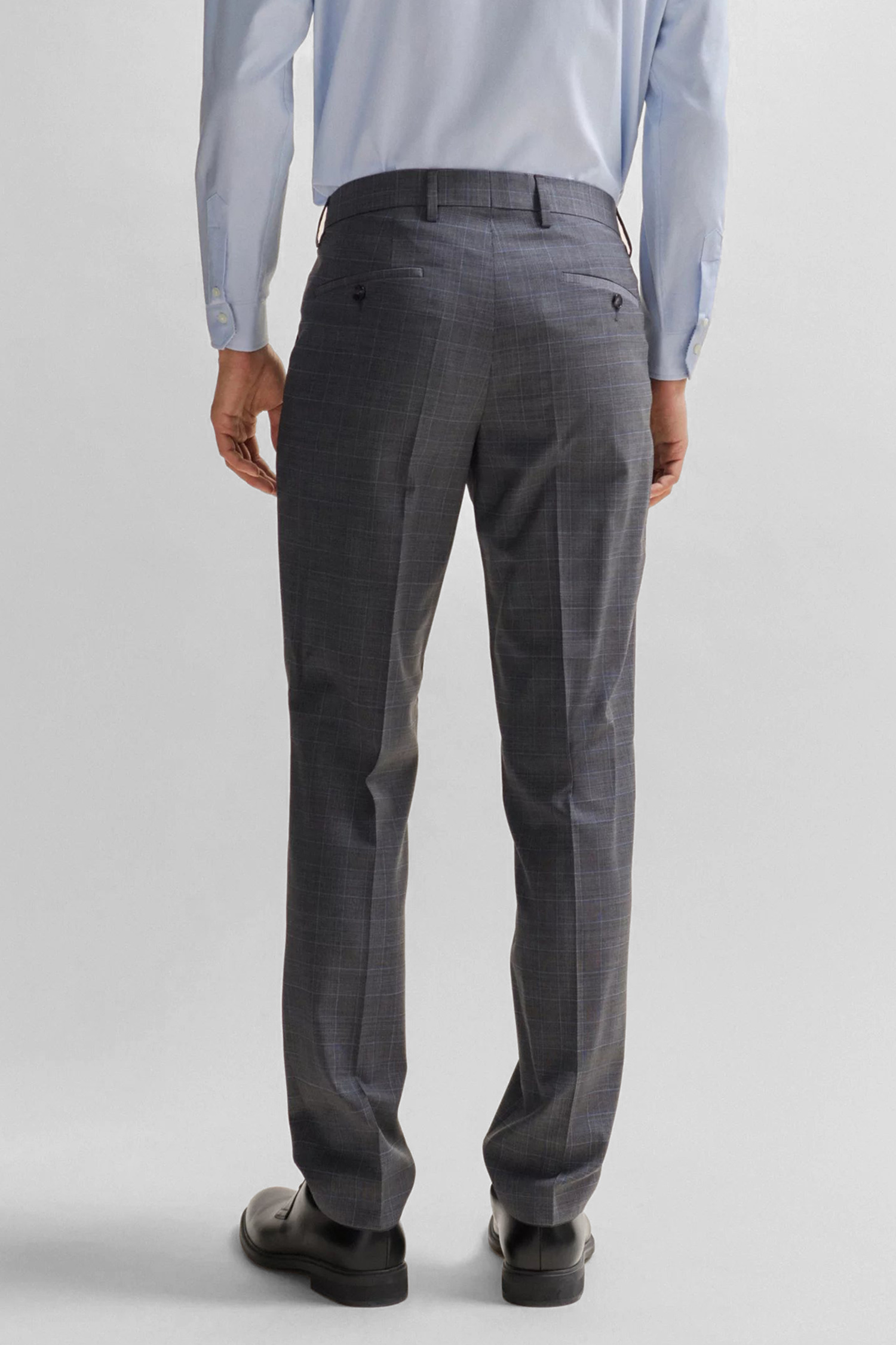 Мужской серый шерстяной костюм в клетку (пиджак, брюки) BOSS 50509479;041