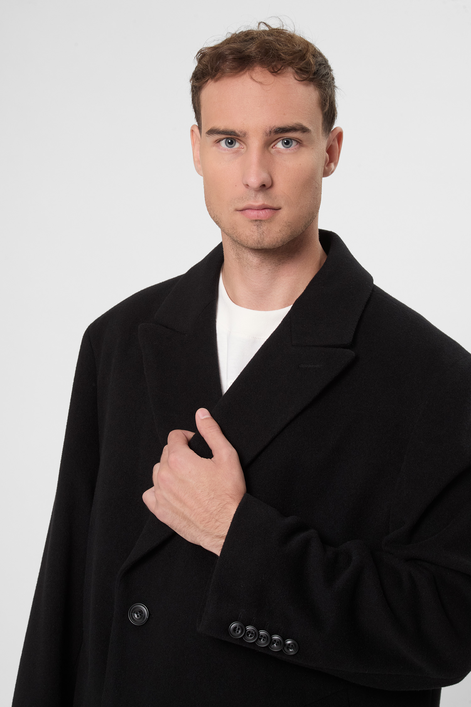 Чоловіче чорне вовняне пальто HUGO 50549291;001